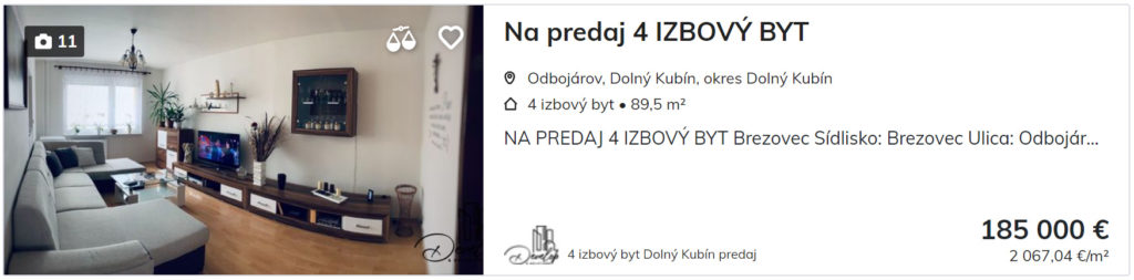 Na predaj 4 izbový byt v Dolnom Kubíne